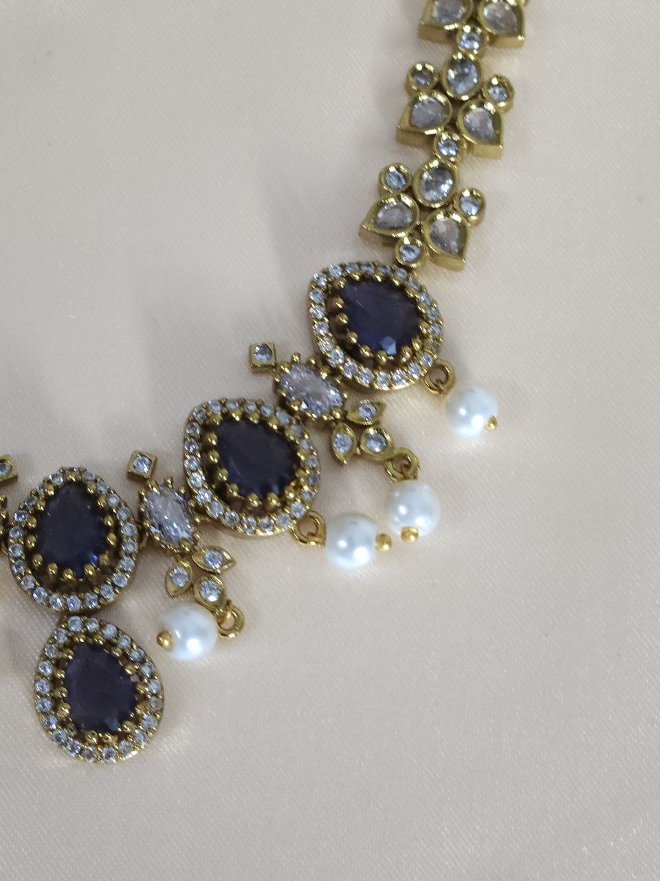 Designer Purple AD Choker Necklace