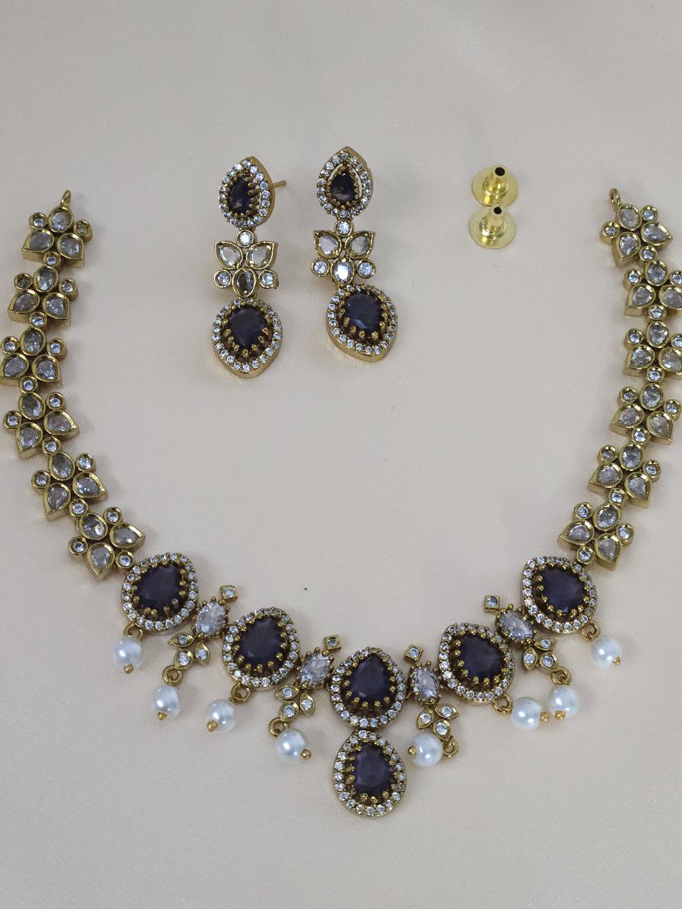 Designer Purple AD Choker Necklace