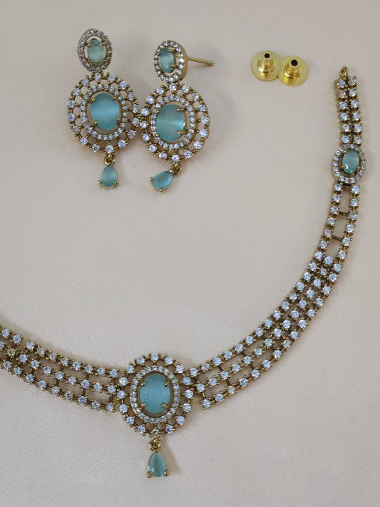 Mint Green AD Drops Necklace