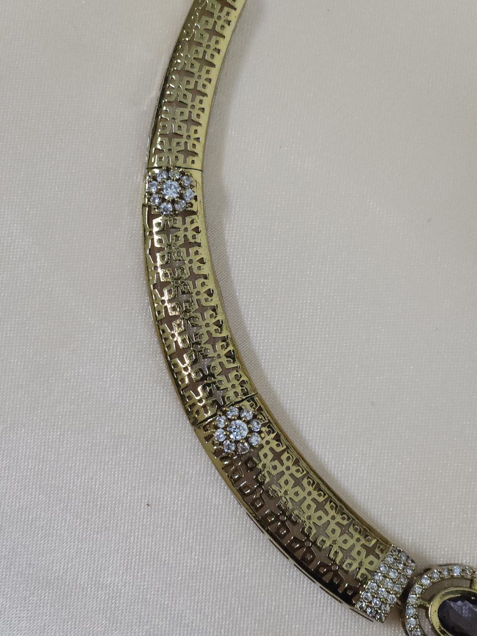 Purple AD Gold Hasli Necklace