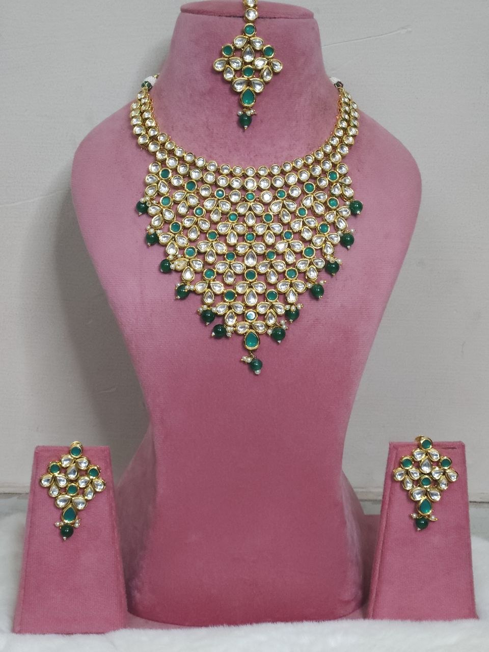 Premium Green Kundan Bridal Necklace