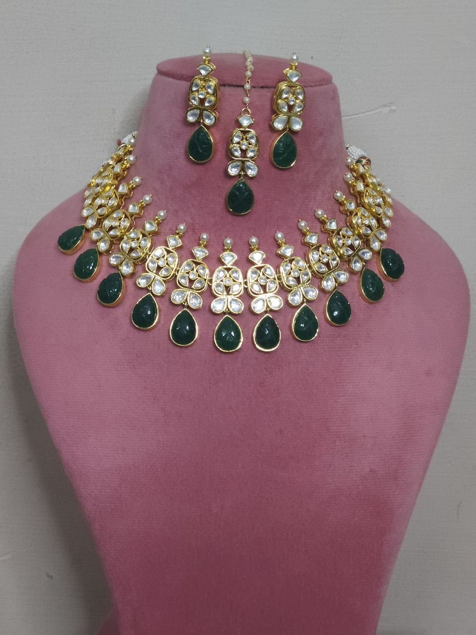 Natural Green Moissanite Bridal Set