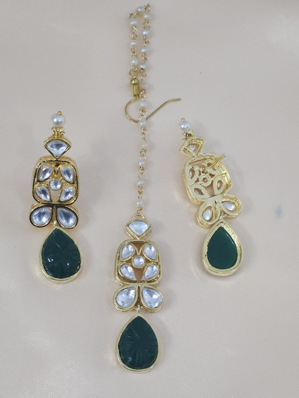Natural Green Moissanite Bridal Set