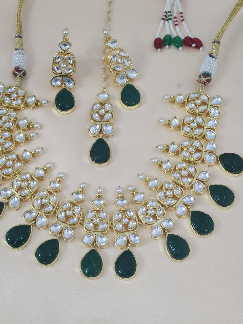 Natural Green Moissanite Bridal Set