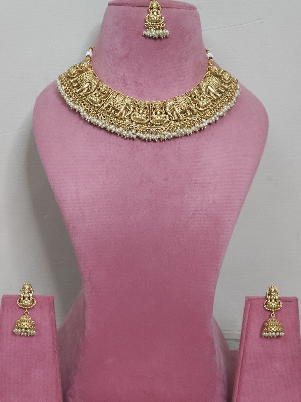 Premium Laxmi Gold Bridal Temple Necklace