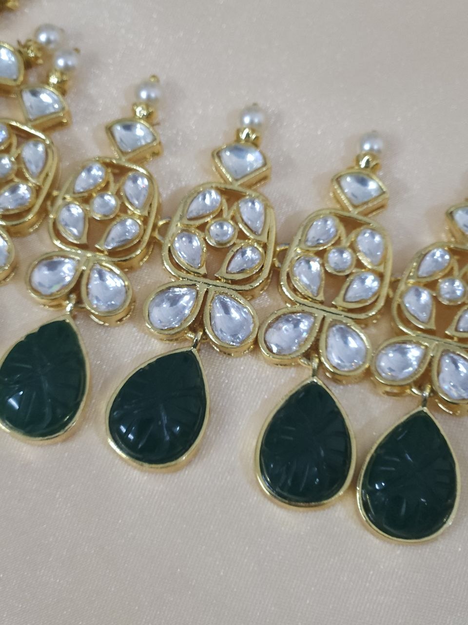 Natural Green Moissanite Bridal Set