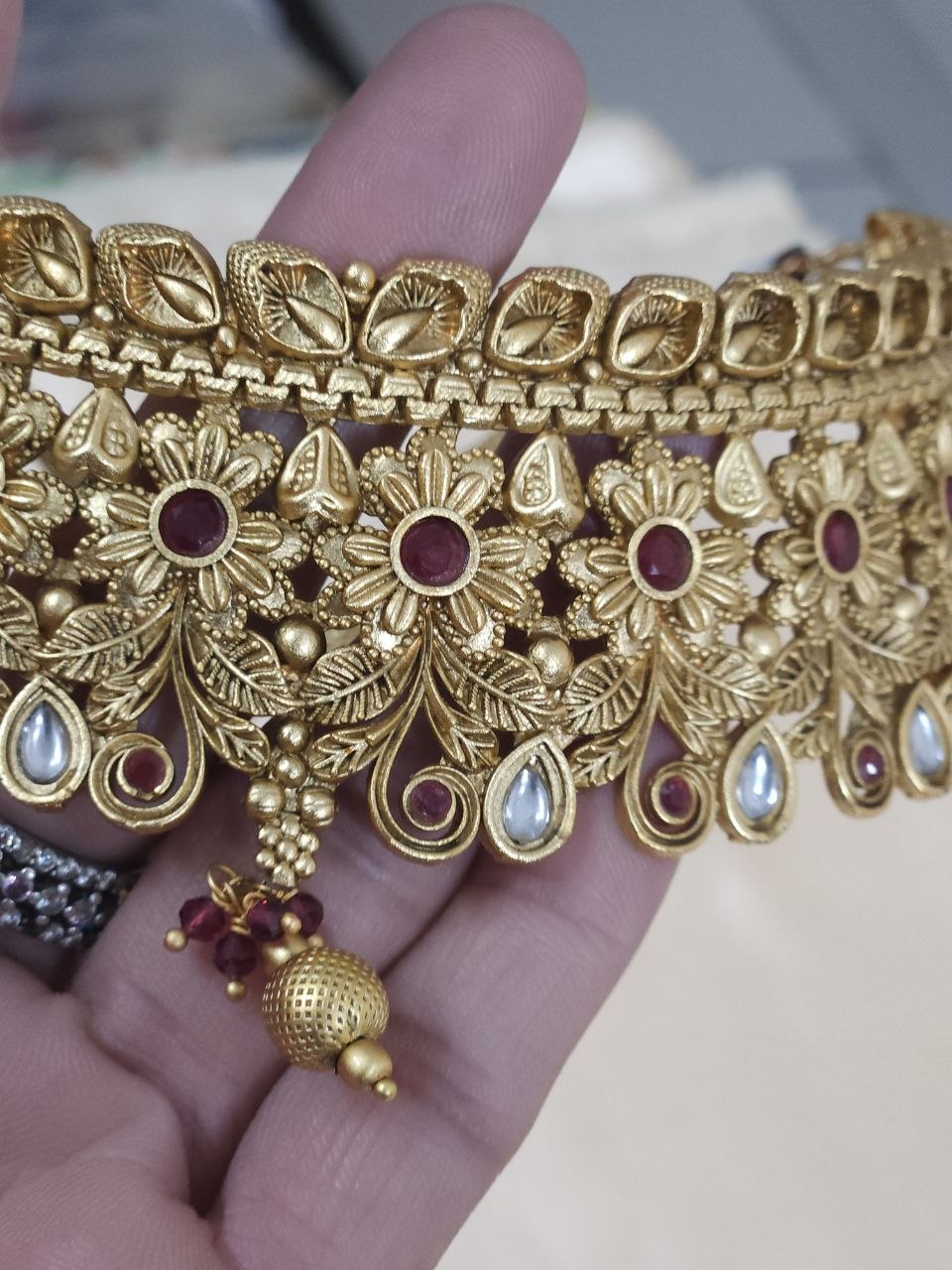 Designer Flower Temple Choker Necklace [Premium]