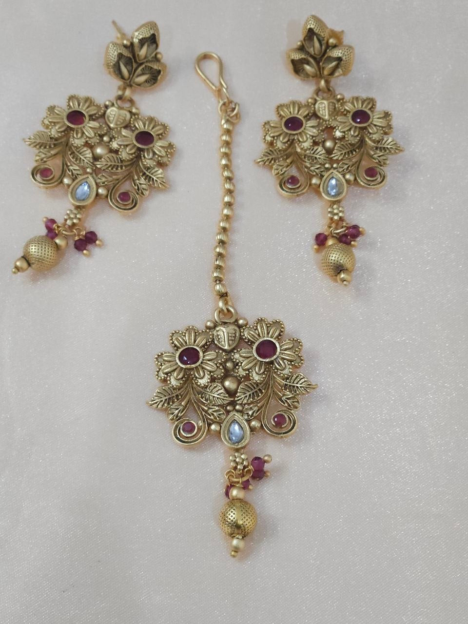 Designer Flower Temple Choker Necklace [Premium]