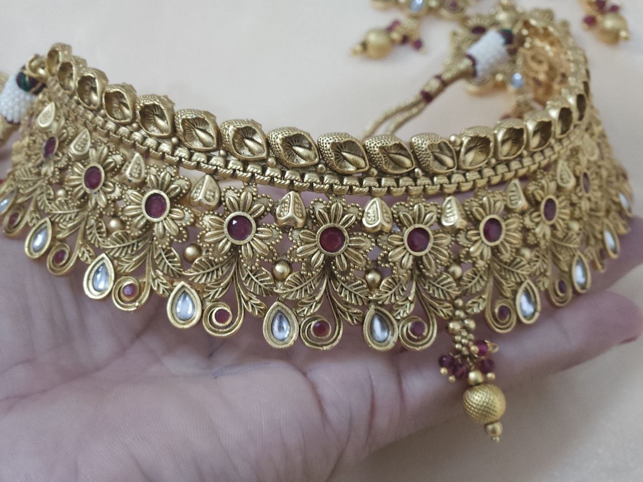 Designer Flower Temple Choker Necklace [Premium]