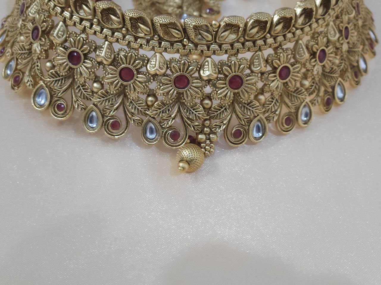 Designer Flower Temple Choker Necklace [Premium]