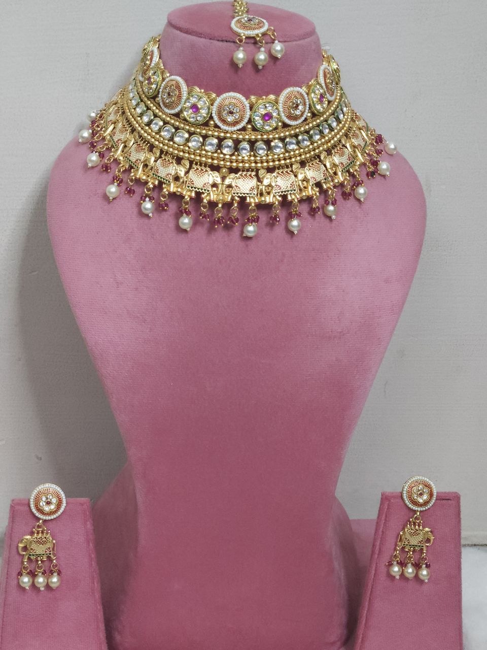 Gold Gajanand Bridal Choker Necklace [Premium]