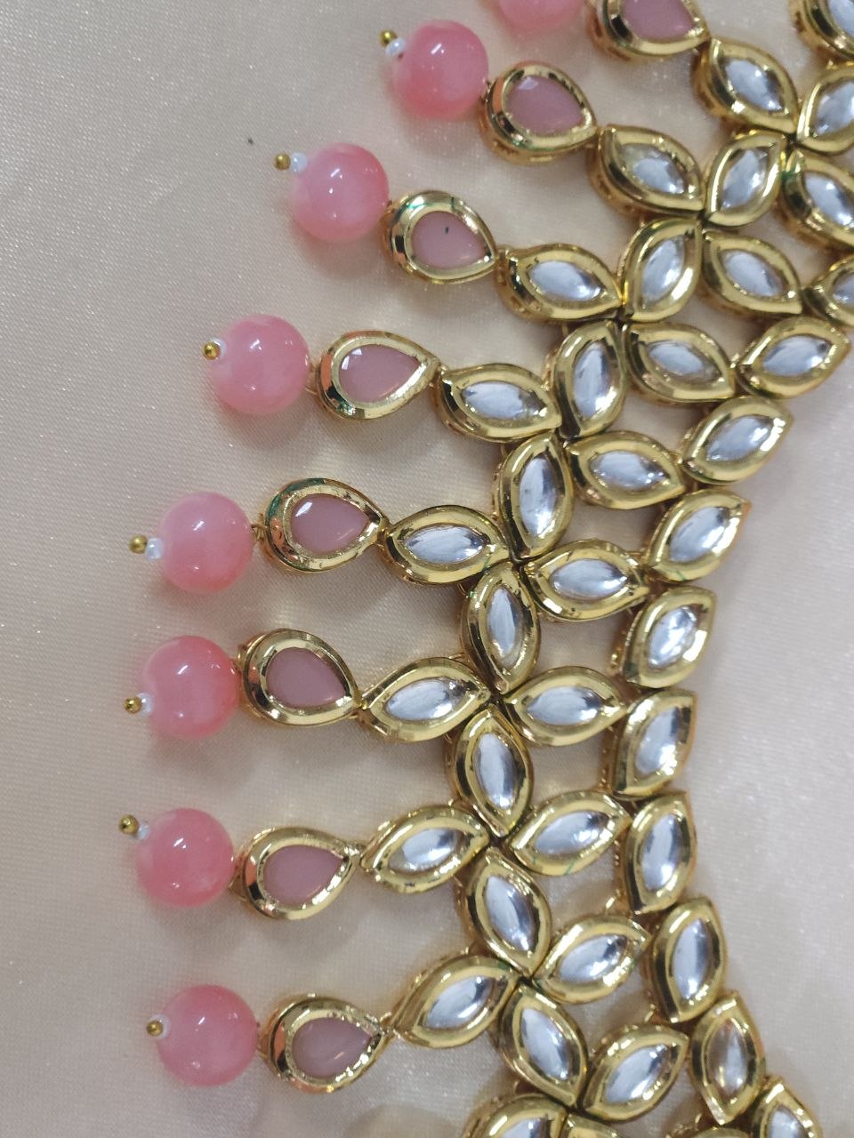 Premium Pink Kundan Semi-Bridal Necklace