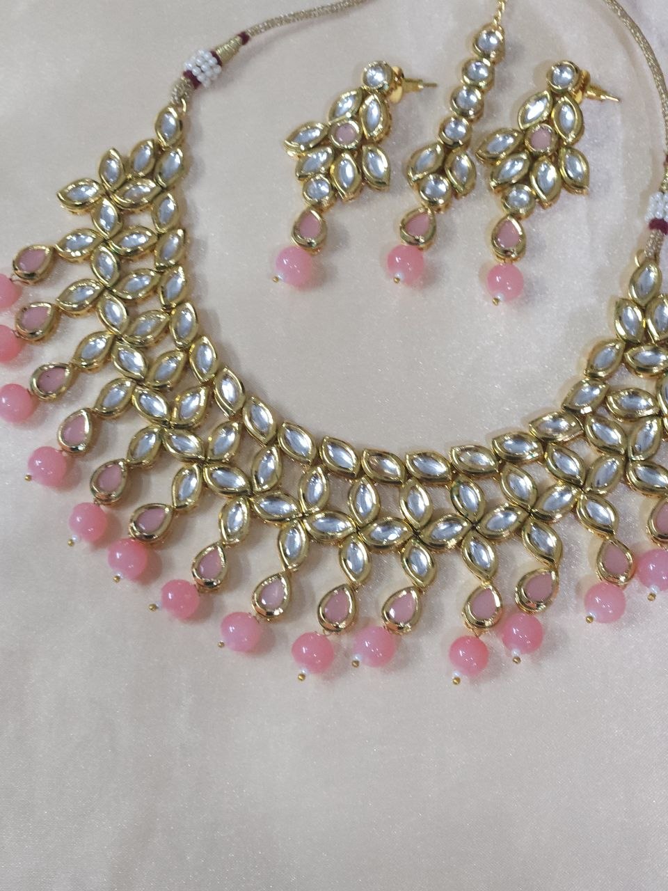 Premium Pink Kundan Semi-Bridal Necklace