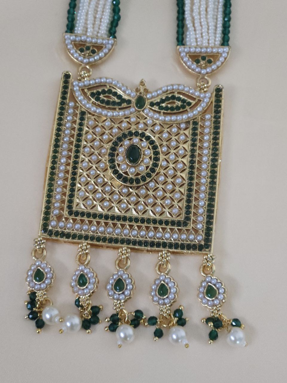 Royal Green Pearl Rani Haar Long Necklace