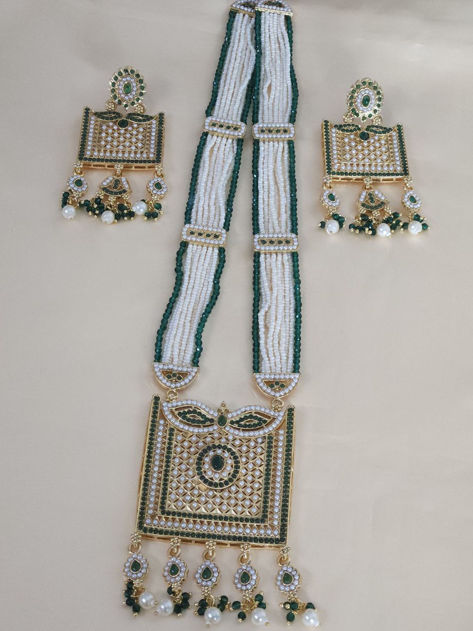 Royal Green Pearl Rani Haar Long Necklace
