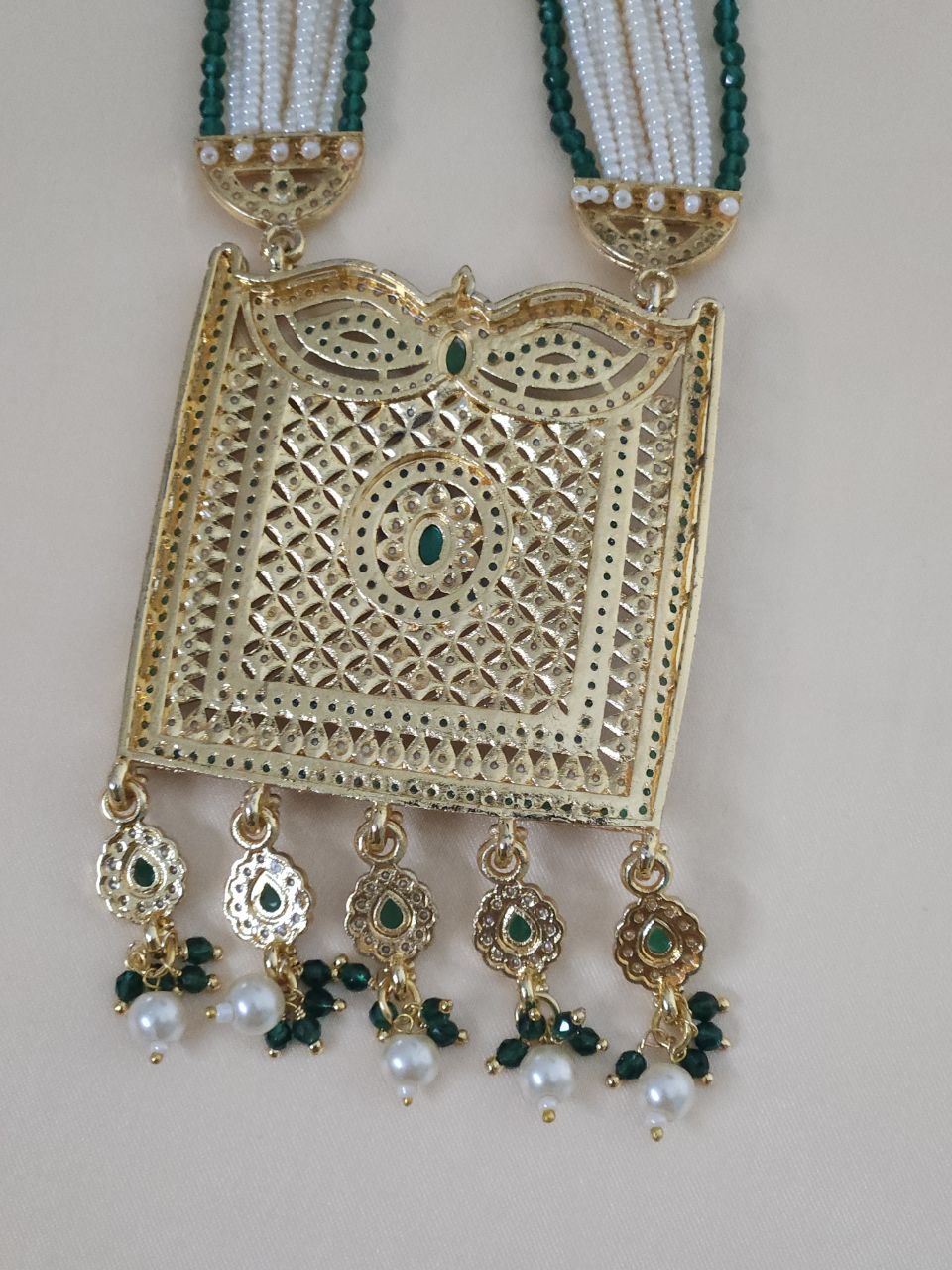 Royal Green Pearl Rani Haar Long Necklace