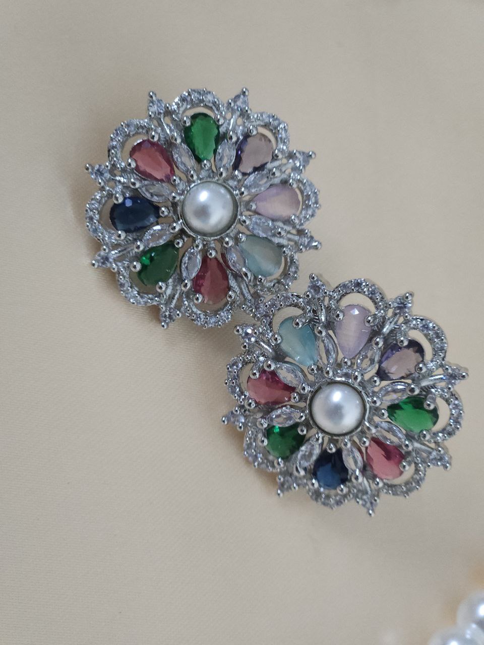 Premium Multicolor Pearl AD Necklace