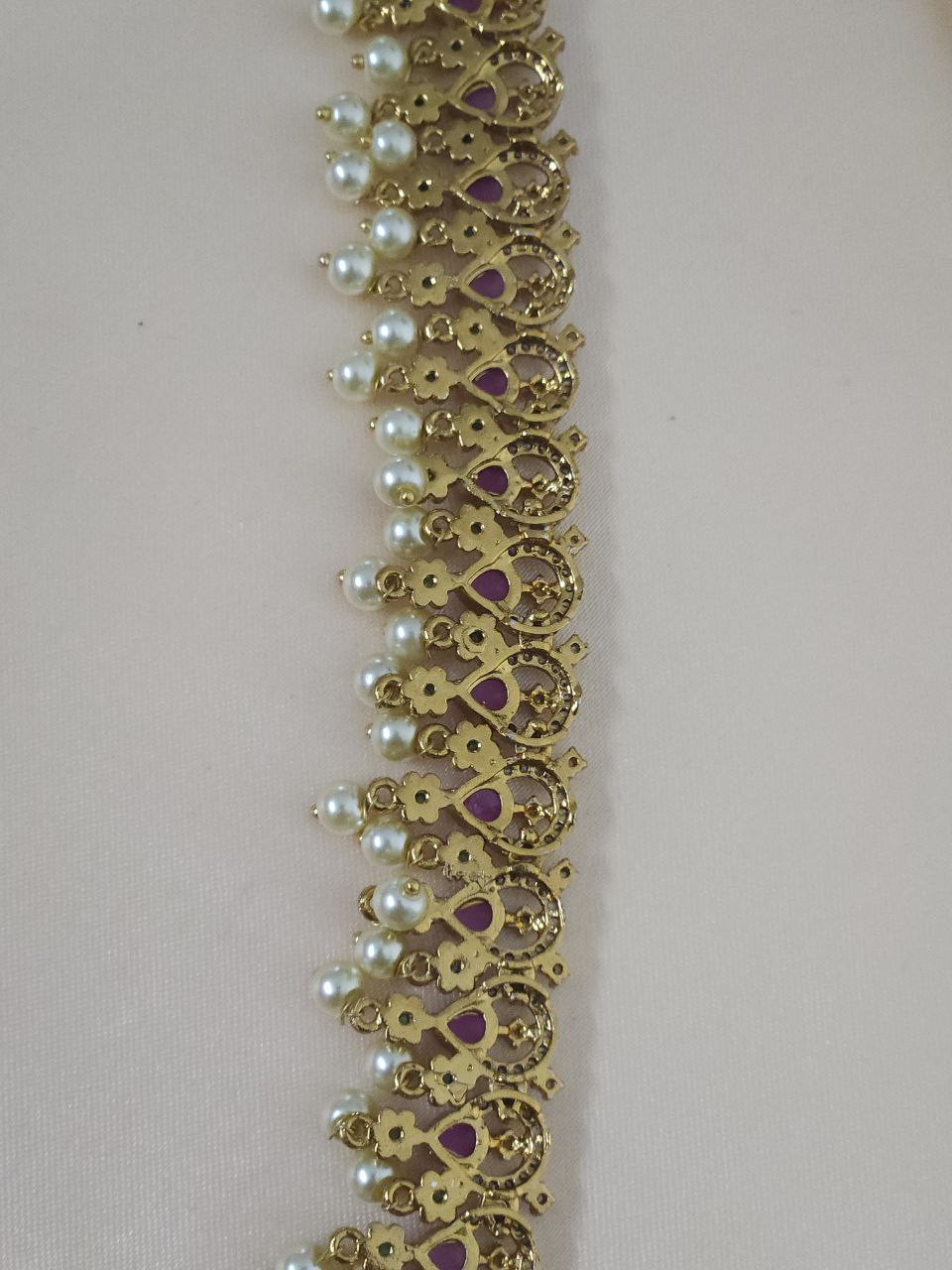 Premium Pearl Gold Temple AD Necklace