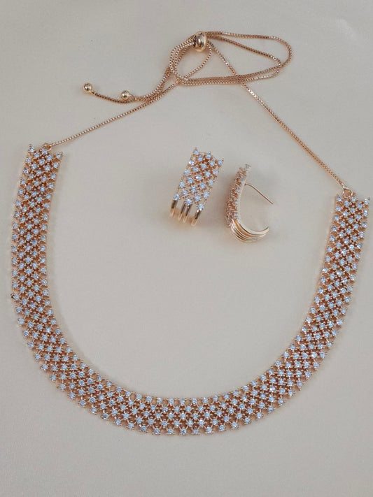 Premium Tanishq Rose Gold Snake AD Necklace