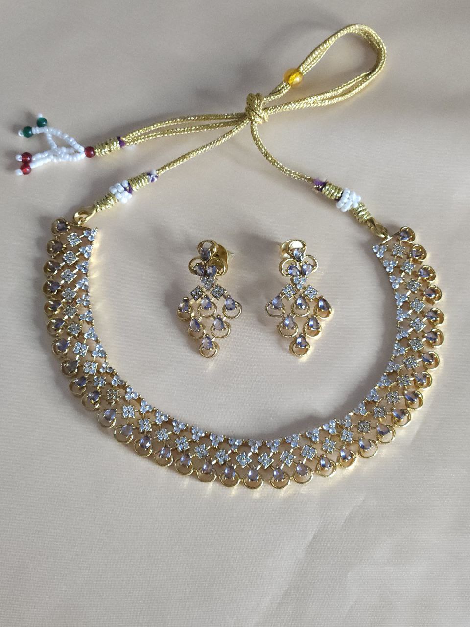 Premium Purple AD Temple Necklace