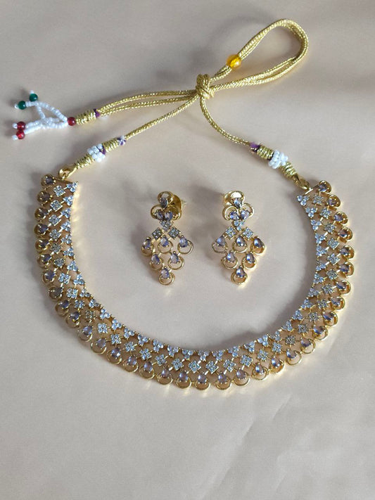 Premium Purple AD Temple Necklace