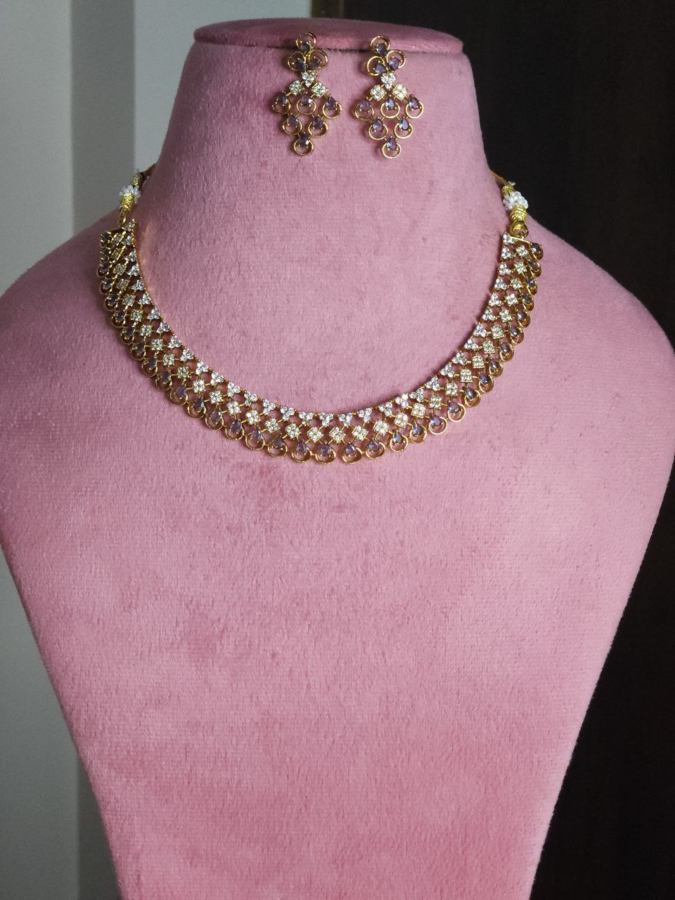 Premium Purple AD Temple Necklace