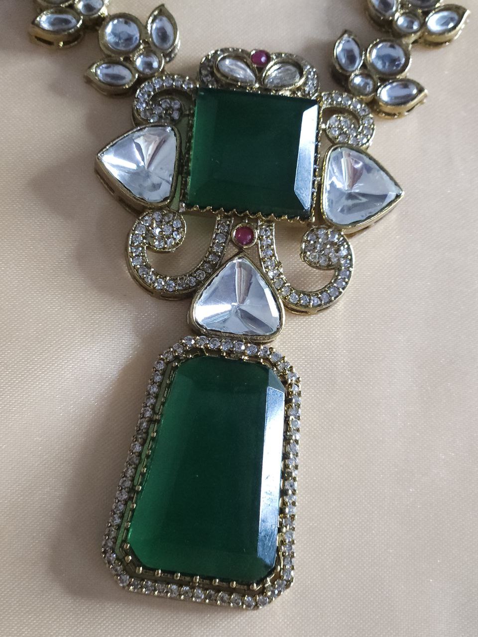 Emerald Green Statement AD Necklace