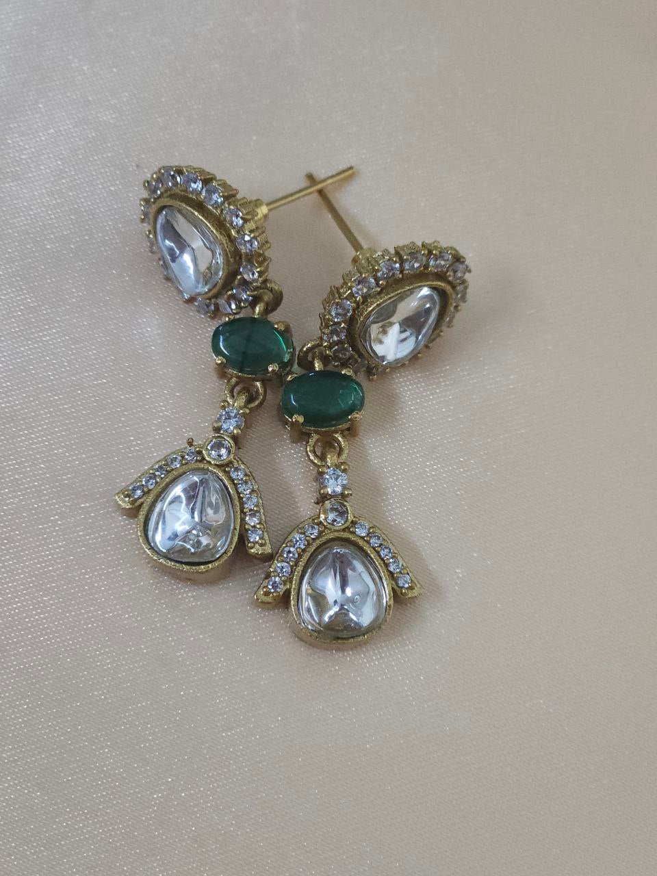 Premium Green Polki-Kundan AD Necklace