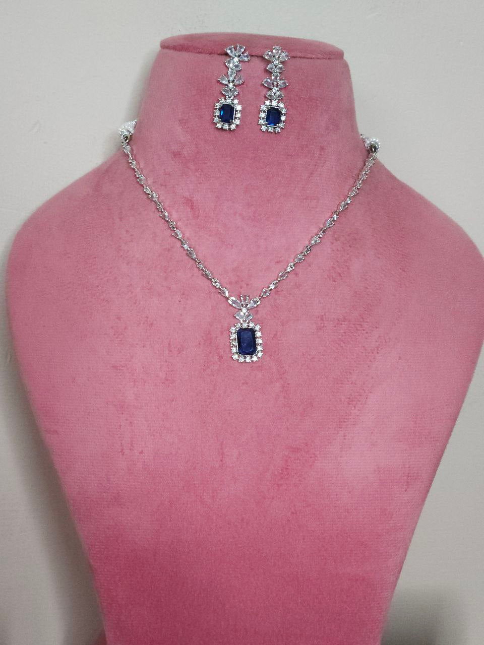 Blue American Diamond Necklace