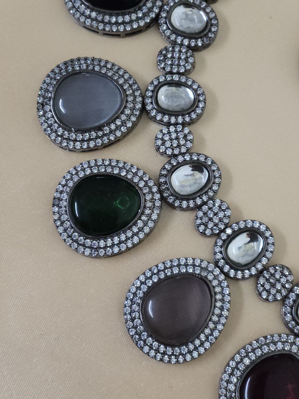 Semi-Bridal Victoria Multicolor AD Necklace