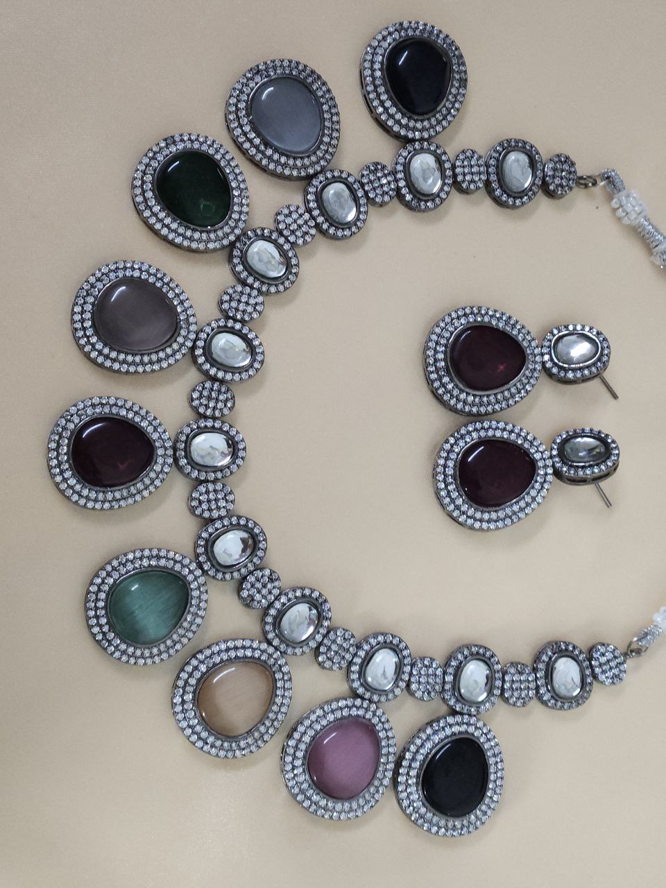 Semi-Bridal Victoria Multicolor AD Necklace