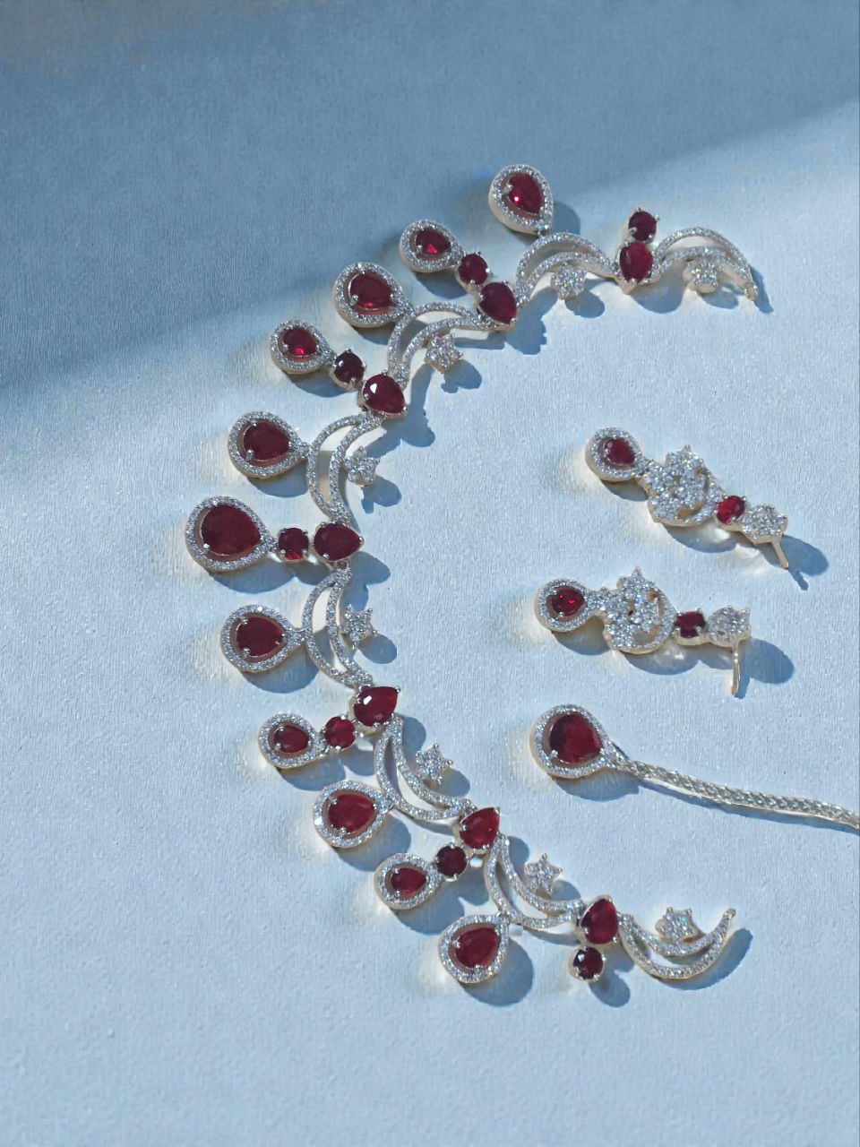 Moon Star Red AD Necklace [Premium]