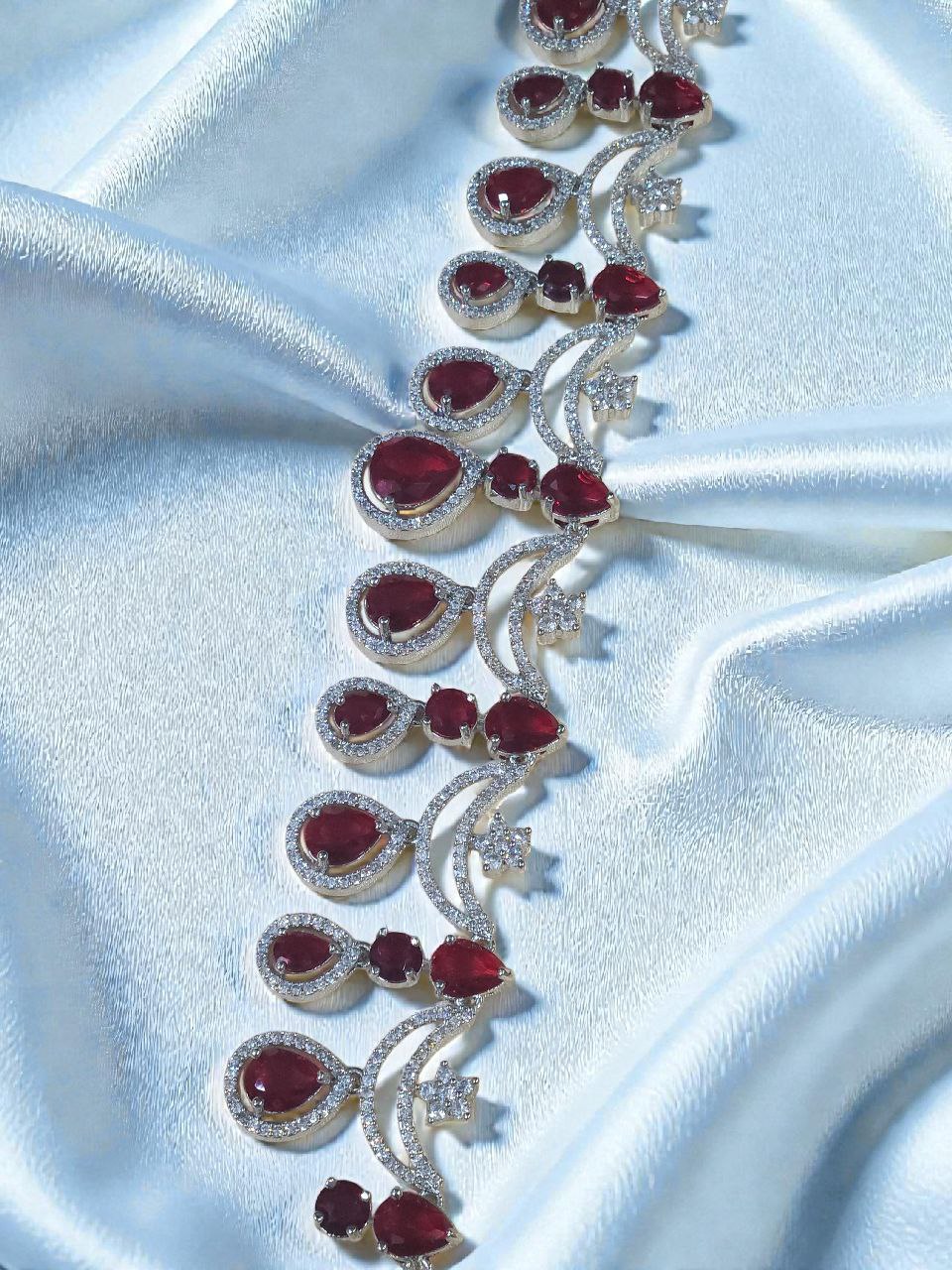 Moon Star Red AD Necklace [Premium]