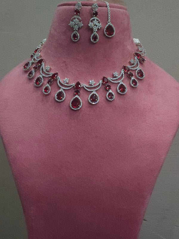 Moon Star Red AD Necklace [Premium]