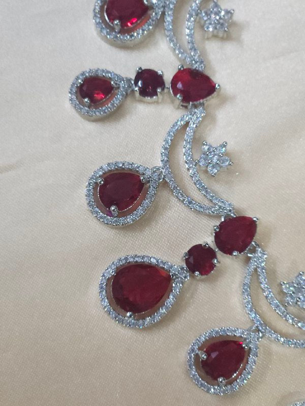 Moon Star Red AD Necklace [Premium]