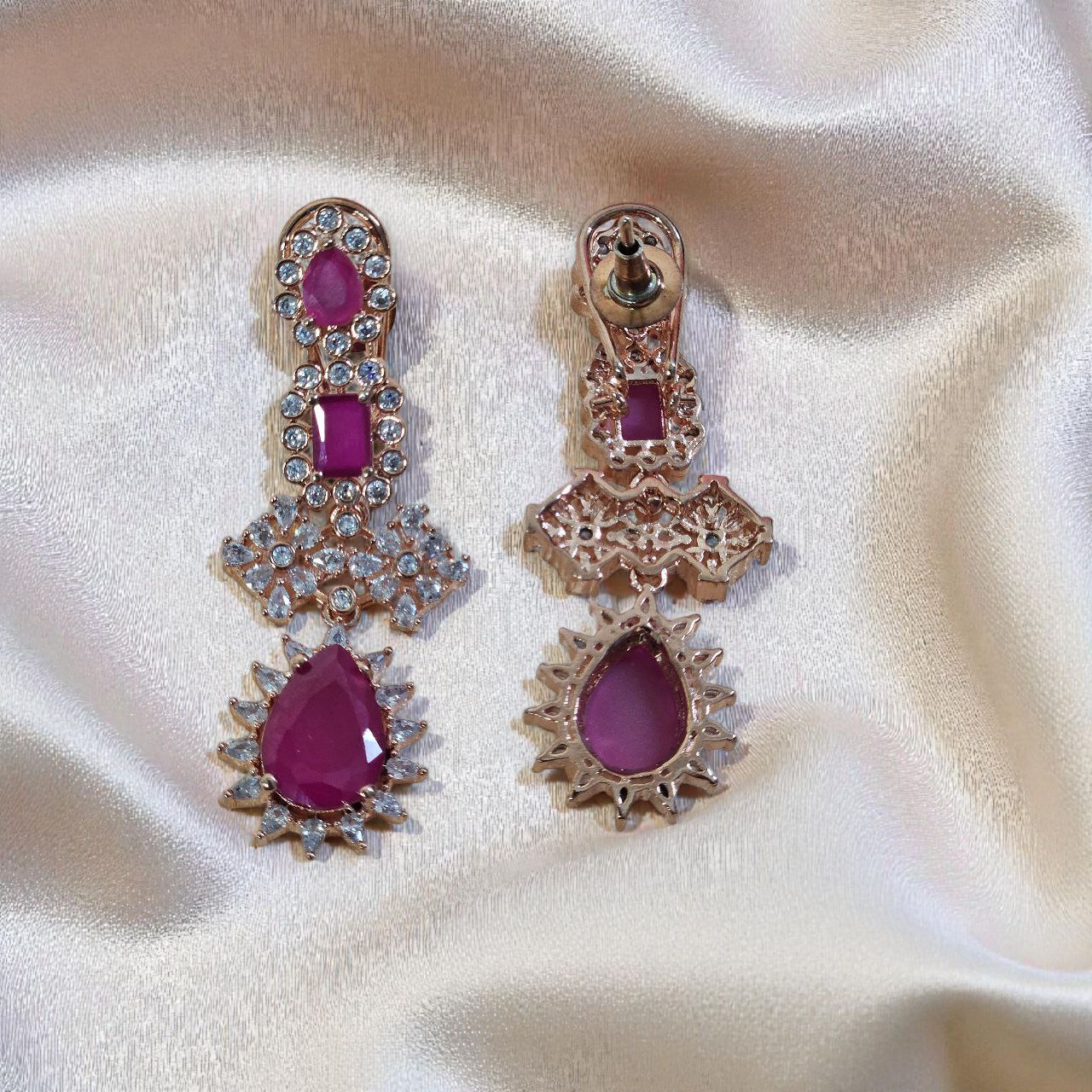 Semi-Bridal Ruby AD Necklace [Rose Gold]