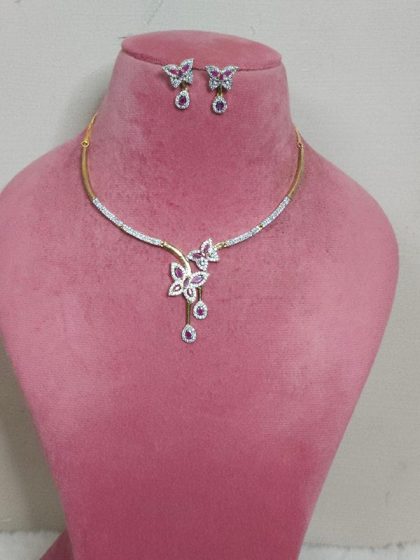 Designer Dual polish AD Hasli Necklace