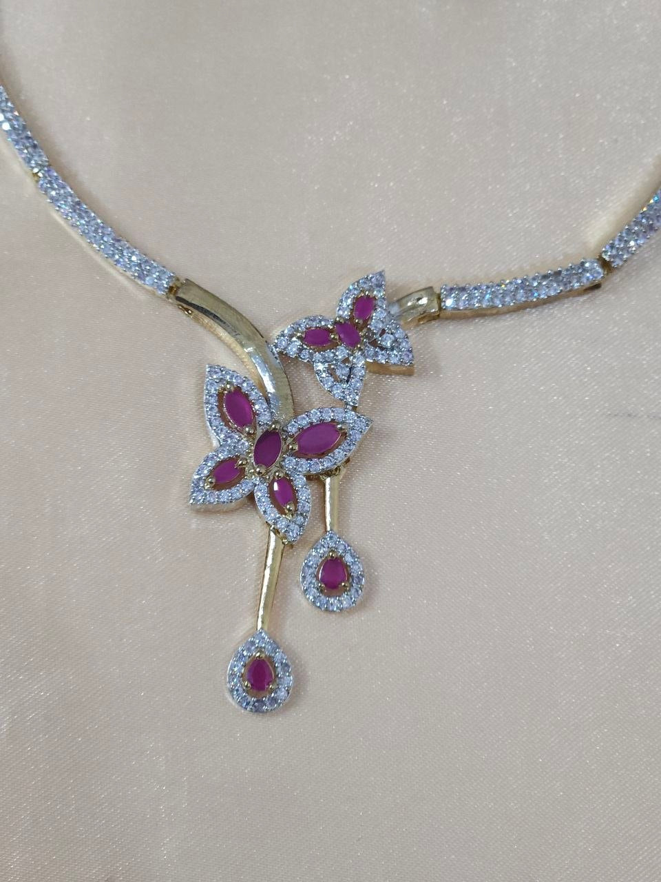 Designer Dual polish AD Hasli Necklace