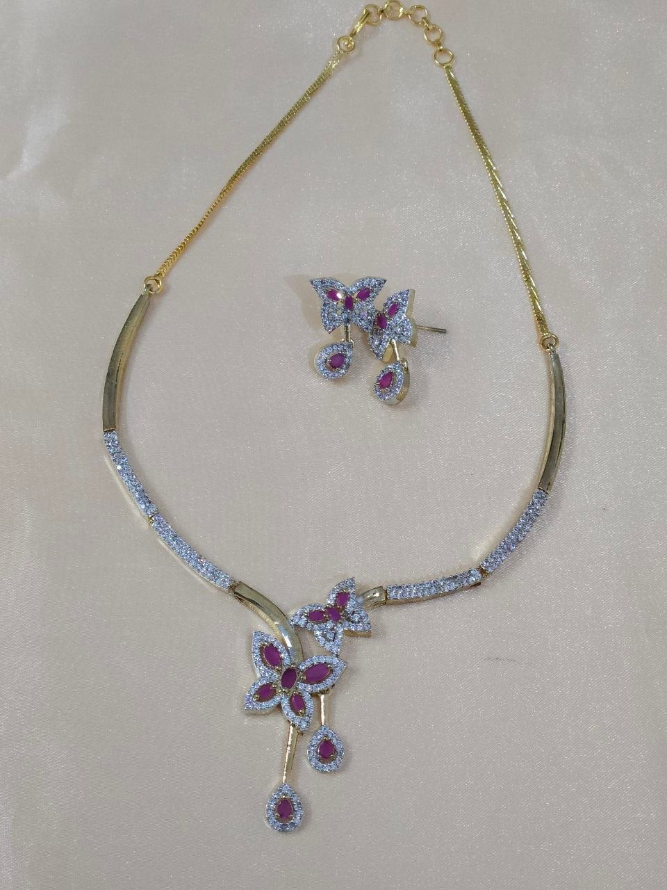 Designer Dual polish AD Hasli Necklace