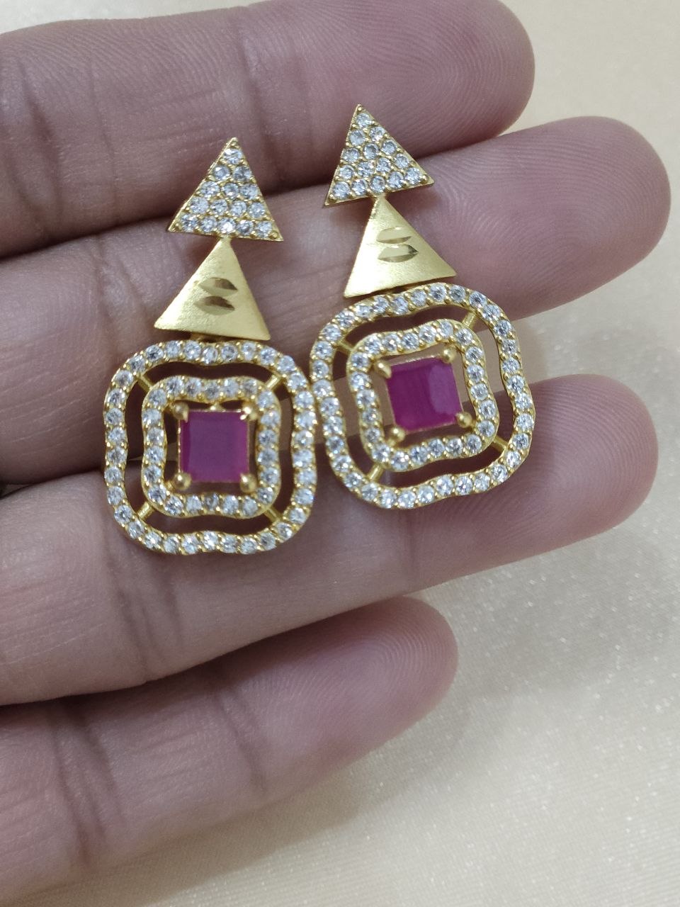 Designer Gold Ruby Nano AD Necklace