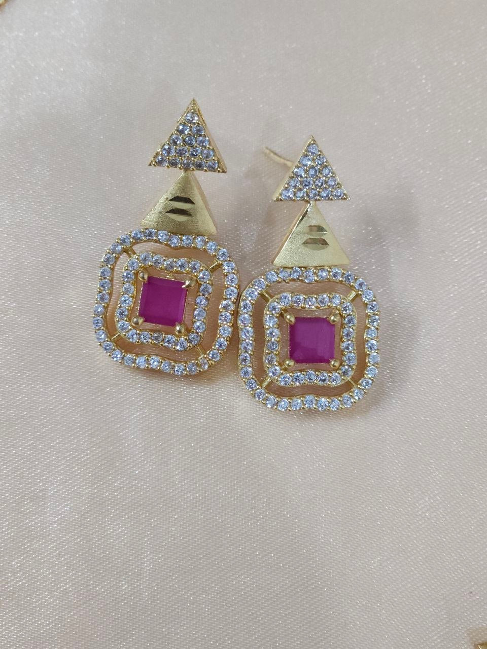 Designer Gold Ruby Nano AD Necklace