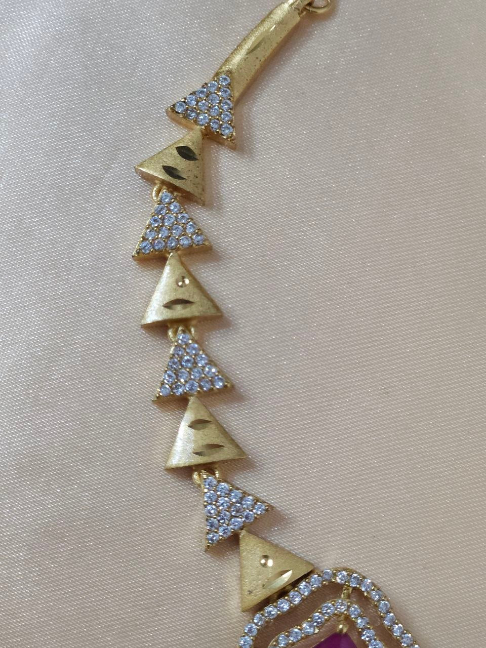 Designer Gold Ruby Nano AD Necklace