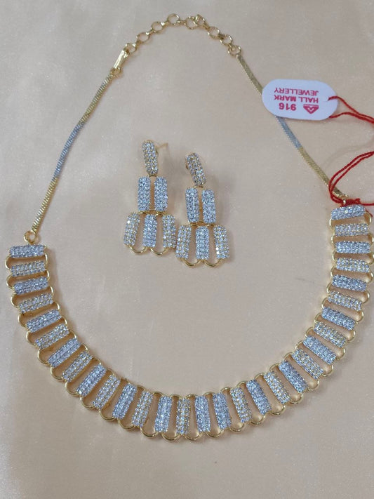 Tanishq 22 Carat Gold Polish Nano-AD Settings Necklace [Premium]