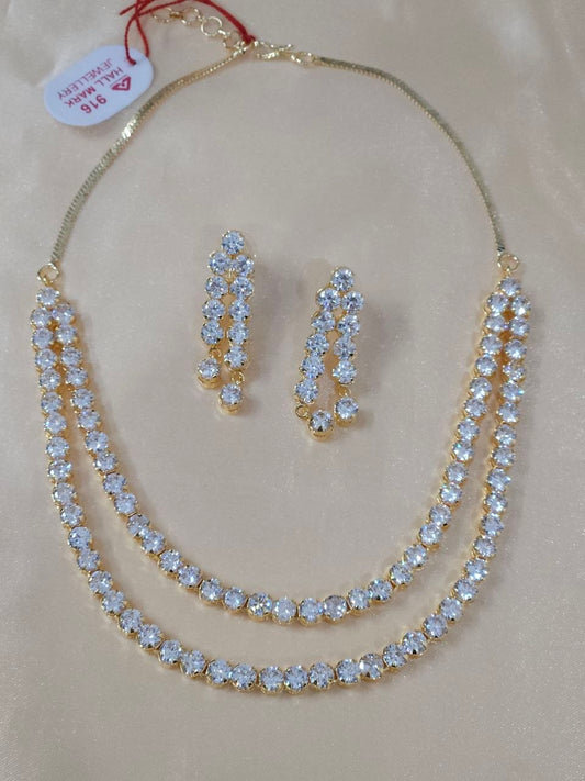 Tanishq 2-Layer Solitaire AD Necklace [Premium]