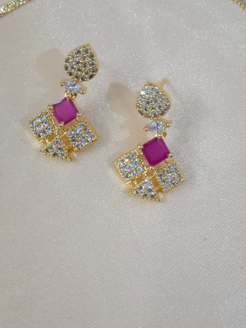 Ruby Gold Polish AD Necklace [Premium]