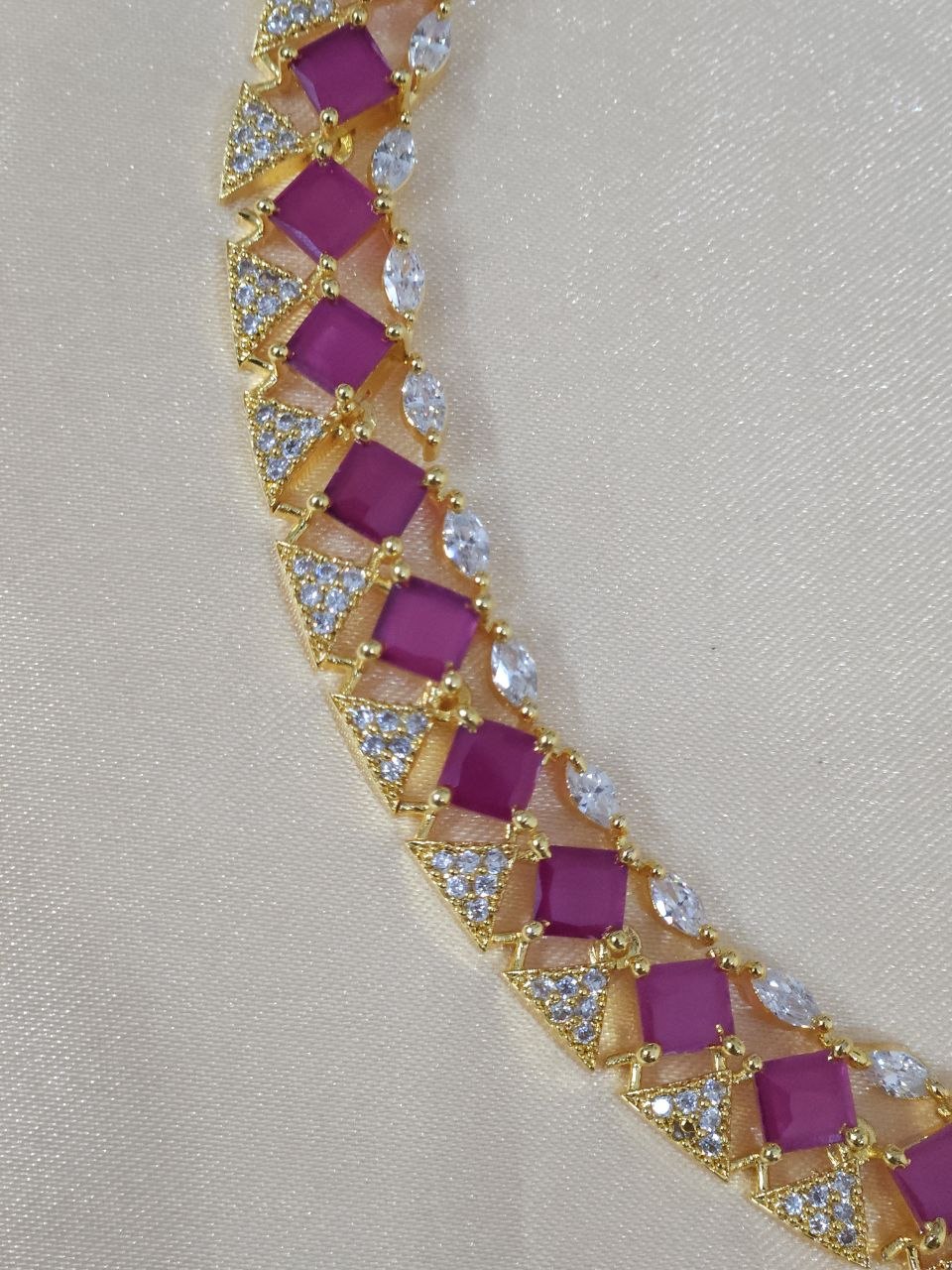 Ruby Gold Polish AD Necklace [Premium]