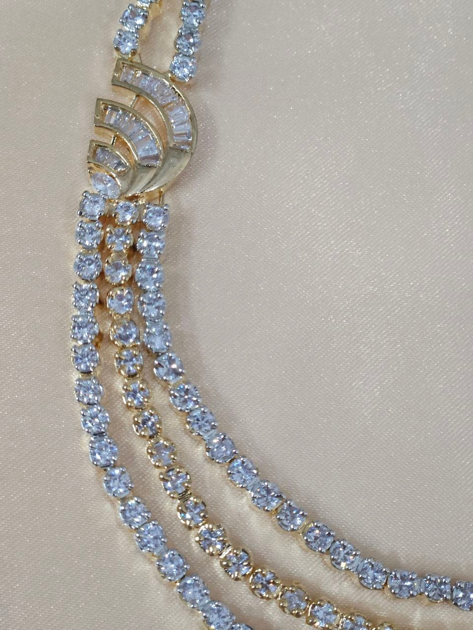 Tanishq Dual Polish 3-Layer AD Necklace [Premium]