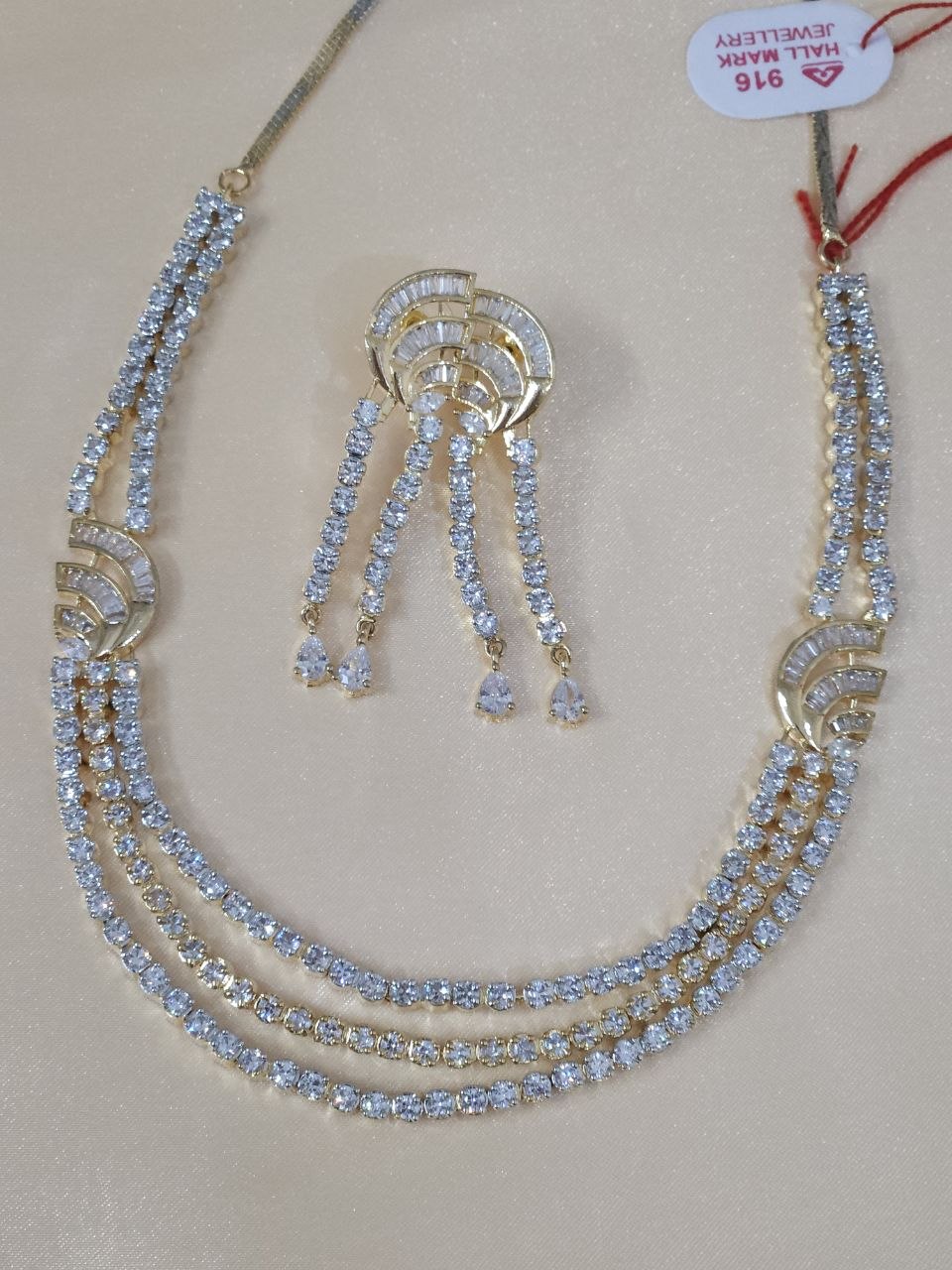 Tanishq Dual Polish 3-Layer AD Necklace [Premium]