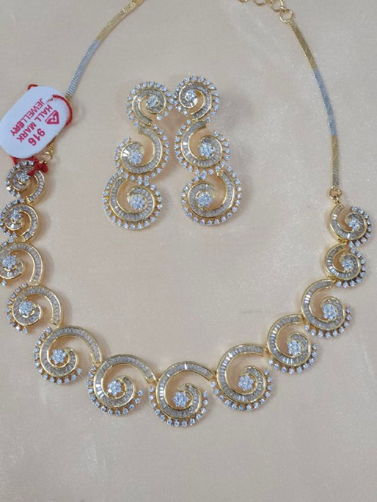 Tanishq 22 Carat Gold Polish AD Necklace [Premium]