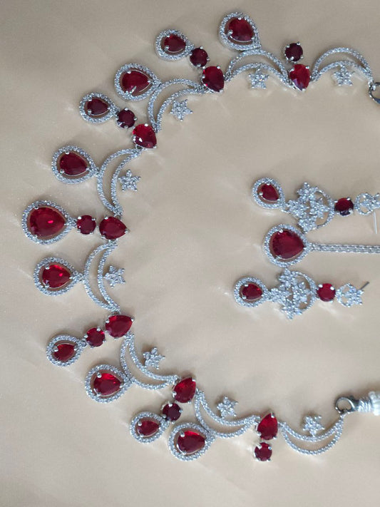 Moon Star Red AD Necklace [Premium]